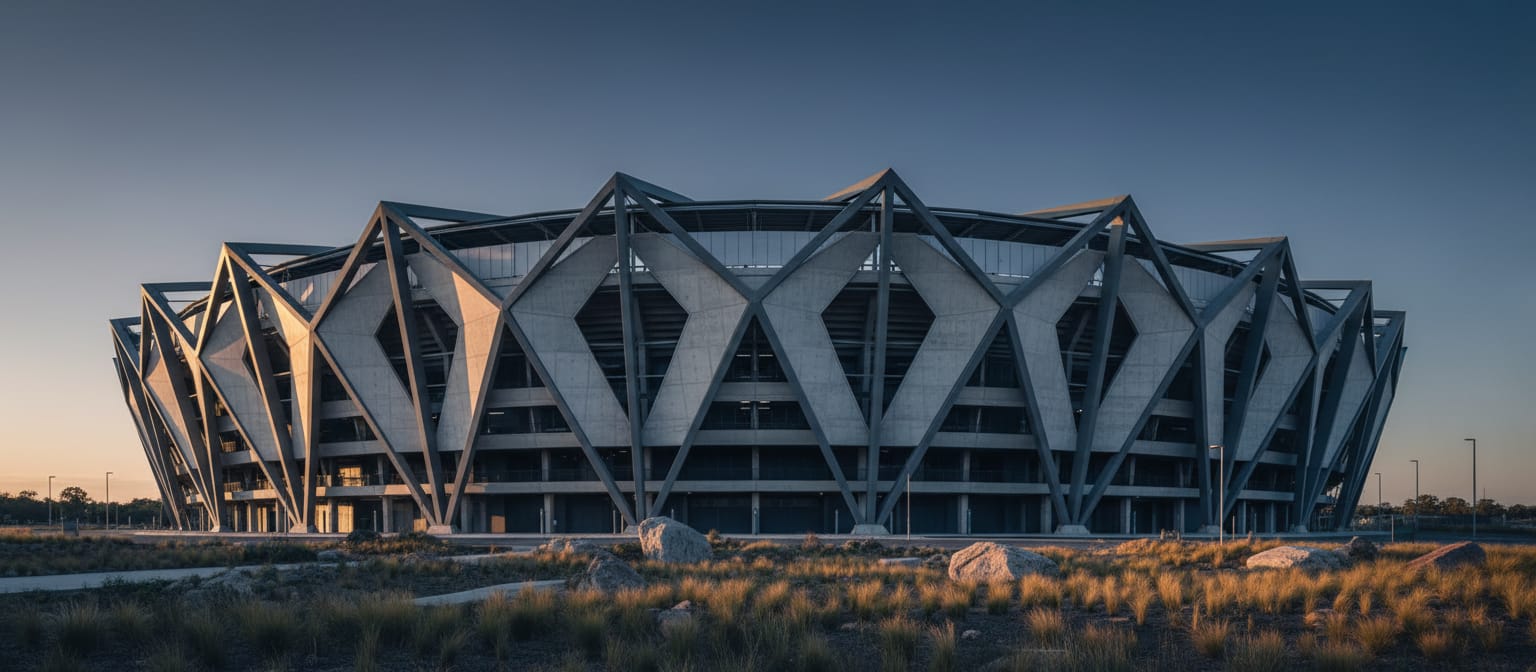 Stadium architecture seen from the stands